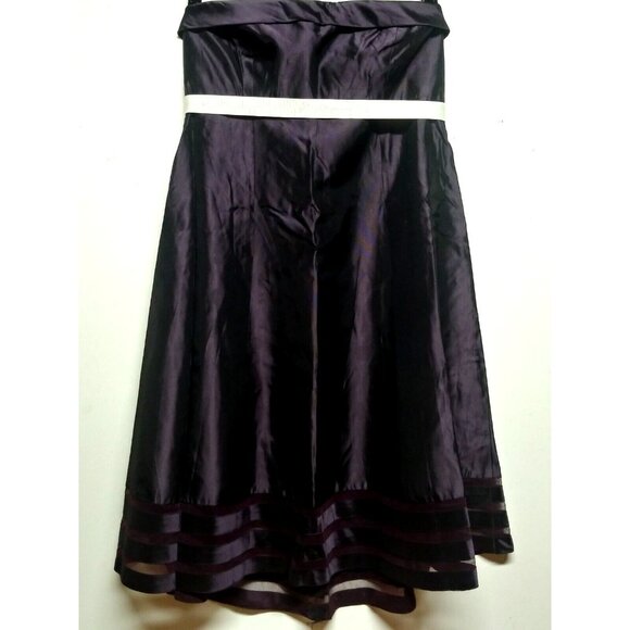 Vera Wang Womens Cocktail Dress Sz 10 Strapless Violet Purple bow fit flare EUC - Picture 2 of 11